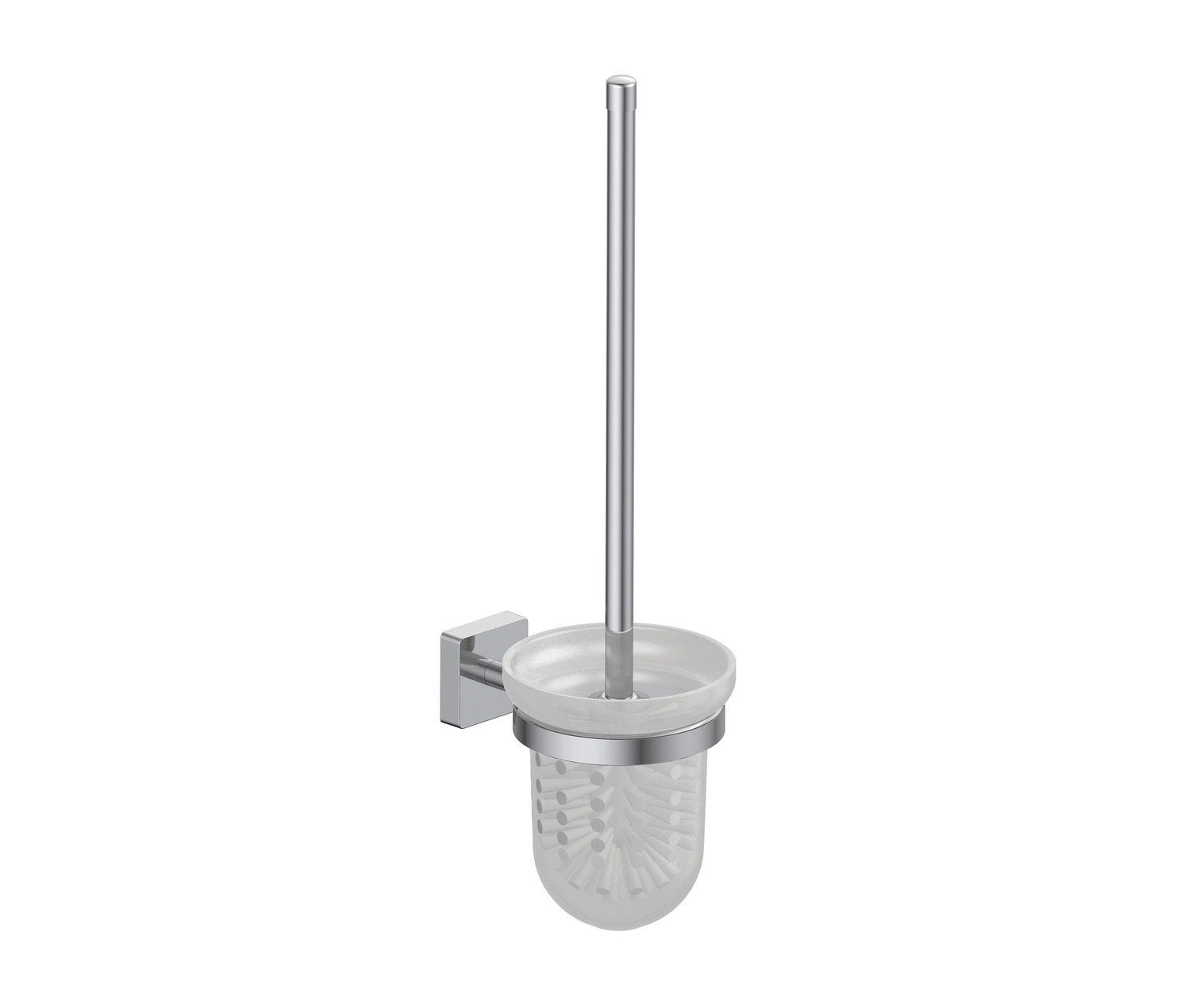 Forum Quadra Wall-mounted Toilet Brush Holder, With Satined Glass Dish