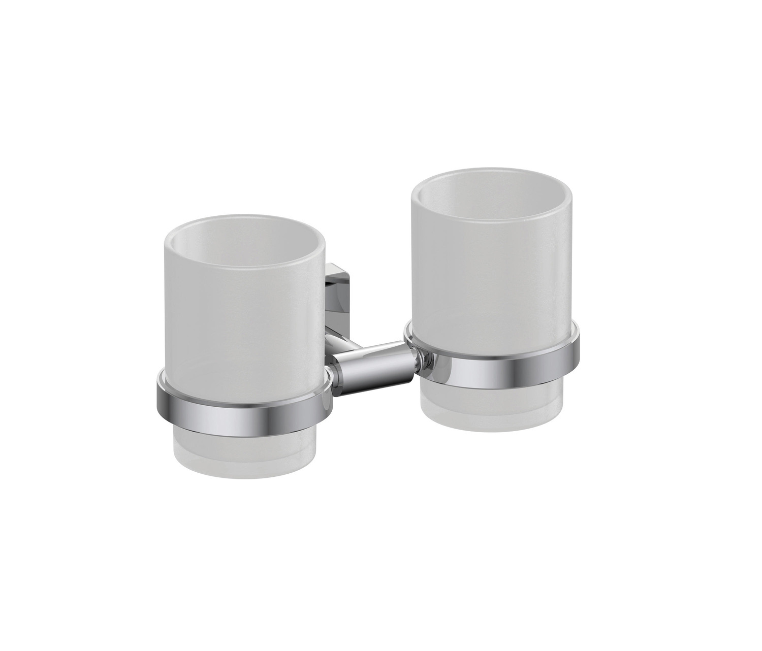 Forum Quadra Wall-mounted Tumbler Holder With 2 Satined Glass Tumblers