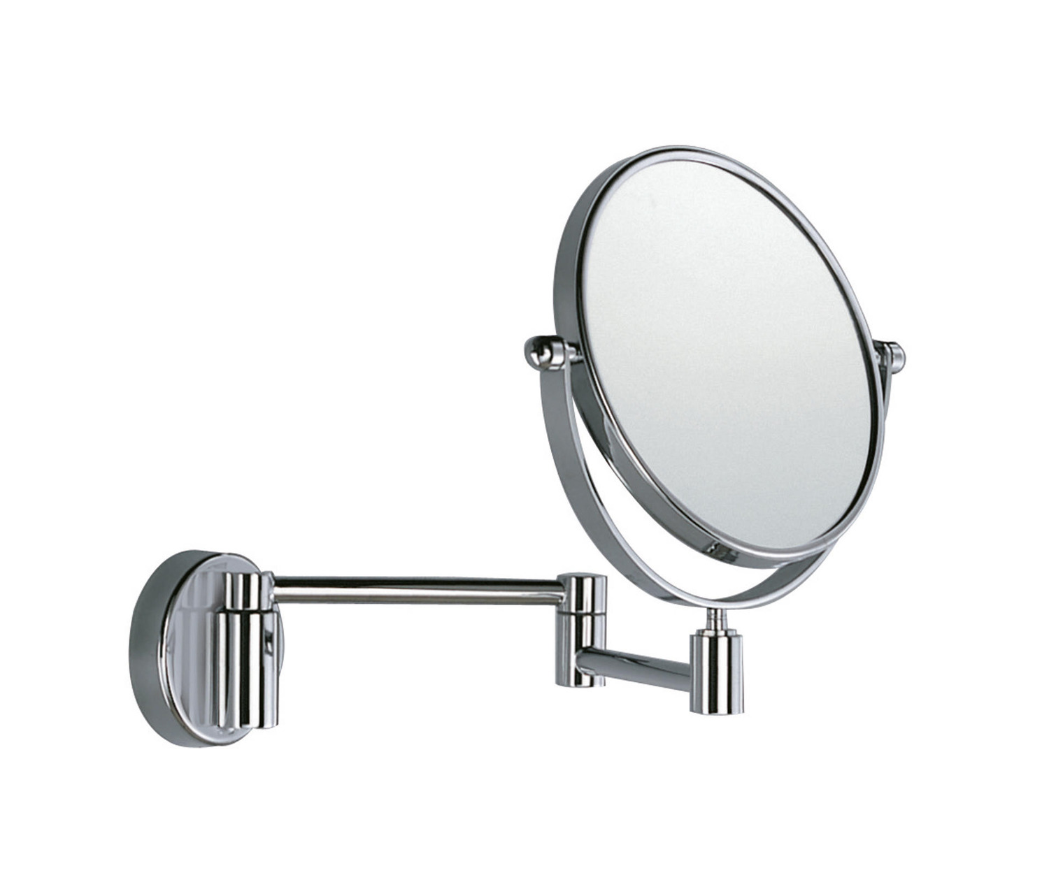 Hotellerie Wall-mounted Magnifying Mirror, Double Jointed Arm, 18 Cm Ø Mirror