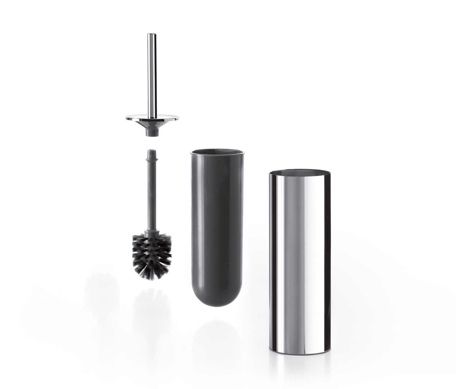 Mito Wall-mounted / Free-standing Toilet Brush Holder, Grey Spare Brush Included