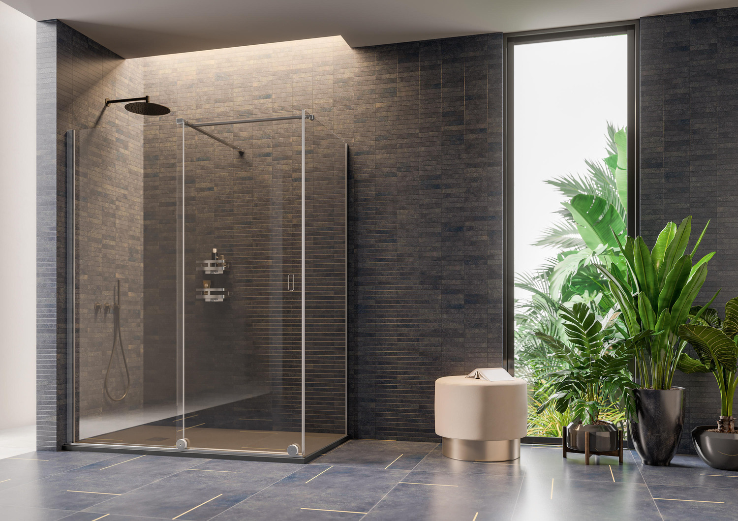 Walk In Coulissant Fixed Panel