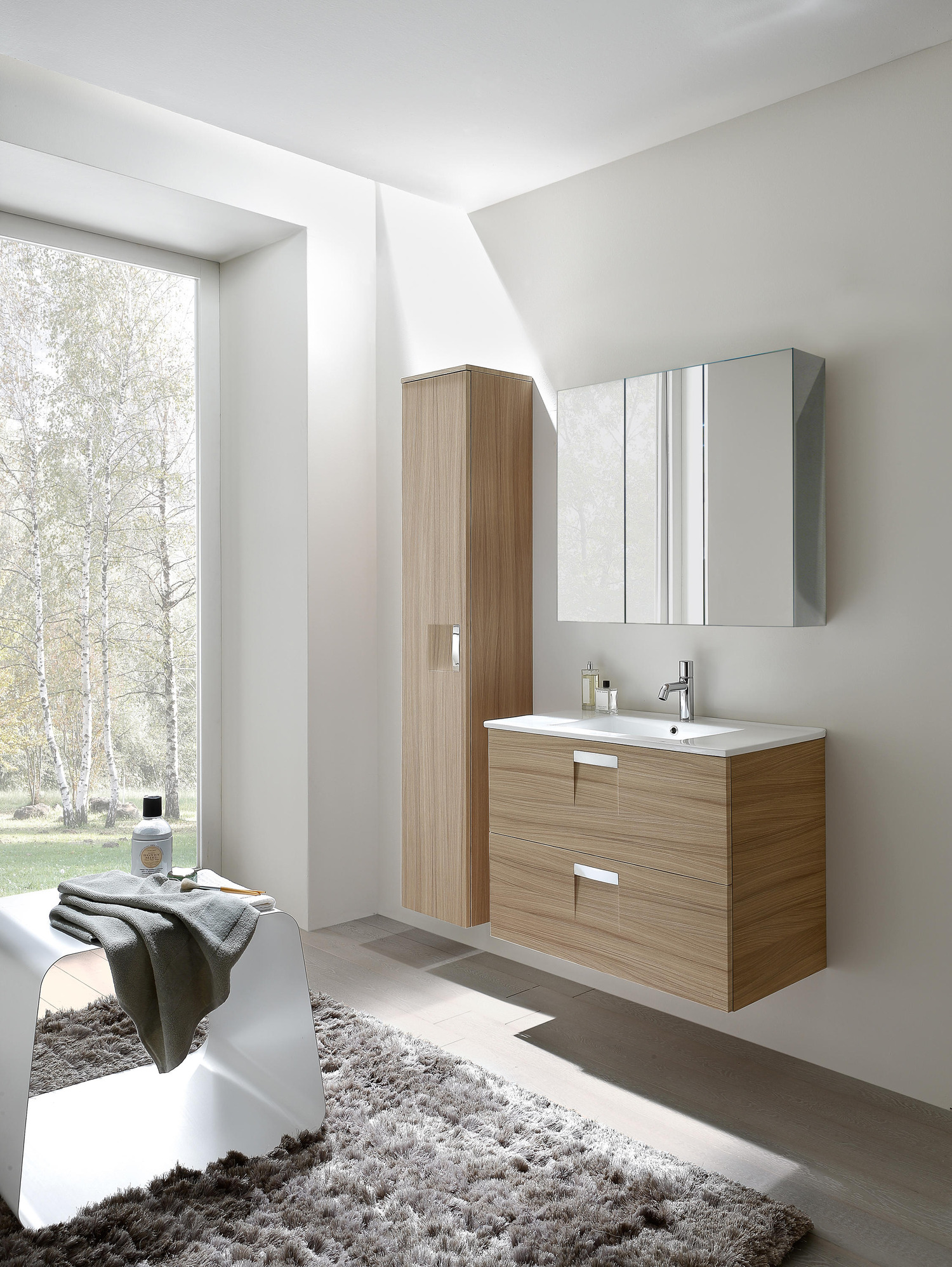 Weekly Mirror Cabinet With 3 Mirror Doors Internal/external H70 Cm, 2 Shelves