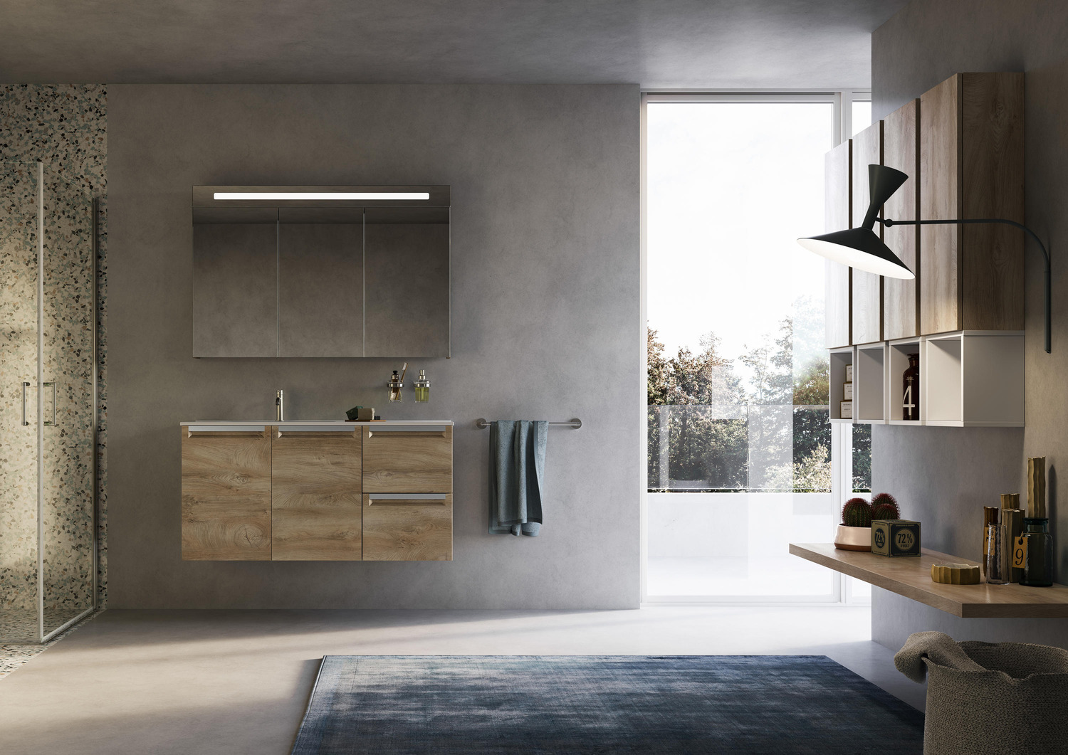 Weekly Mirror Cabinet With 3 Mirror Doors Internal/external H70 Cm, 2 Shelves detail