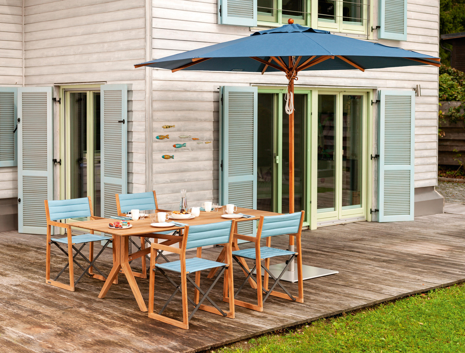 Teak Umbrella, 350 Cm Round detail